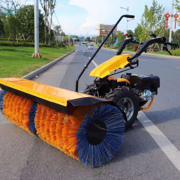 Zhongtuo hand push snow sweeper with full gear roller brush driving, electric small gasoline snow removal device, road throwing