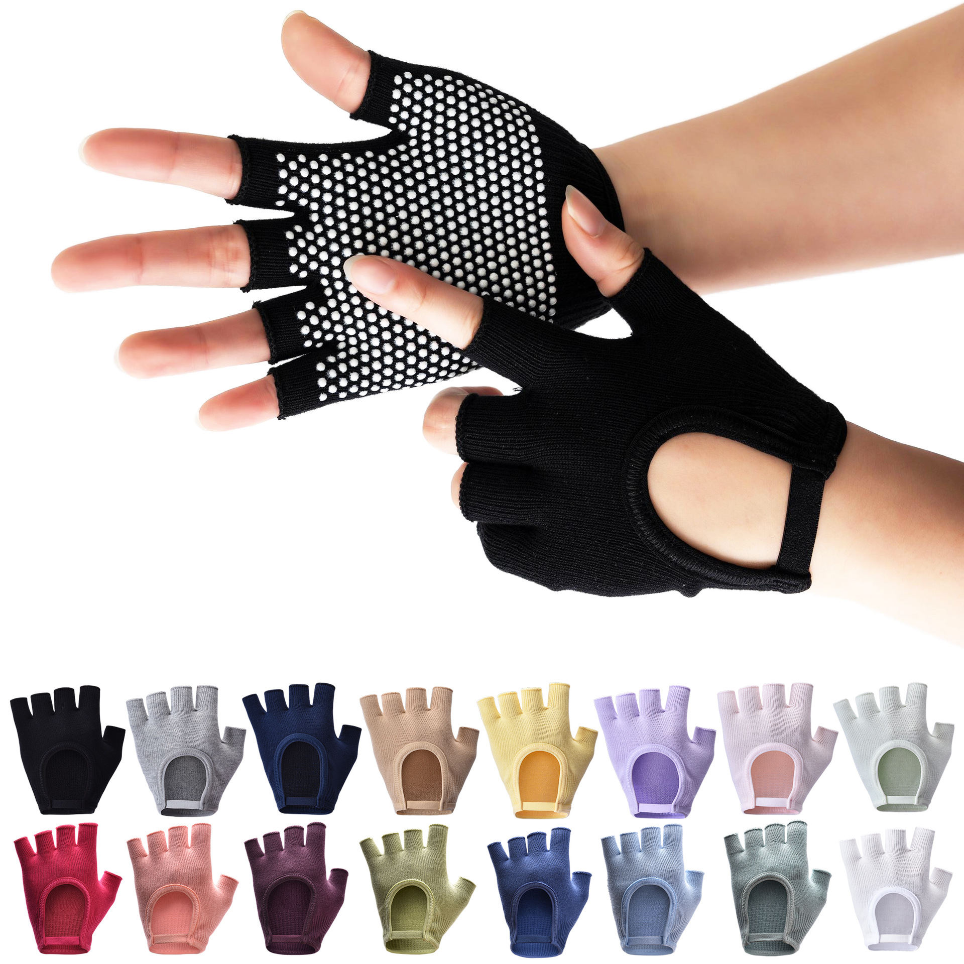 [Yoga Gloves B1] Half Finger Female Fitness Barbell Lifting Pot Equipment Cycling Road Bike Jumping Rope Badminton Cocoon Prevention
