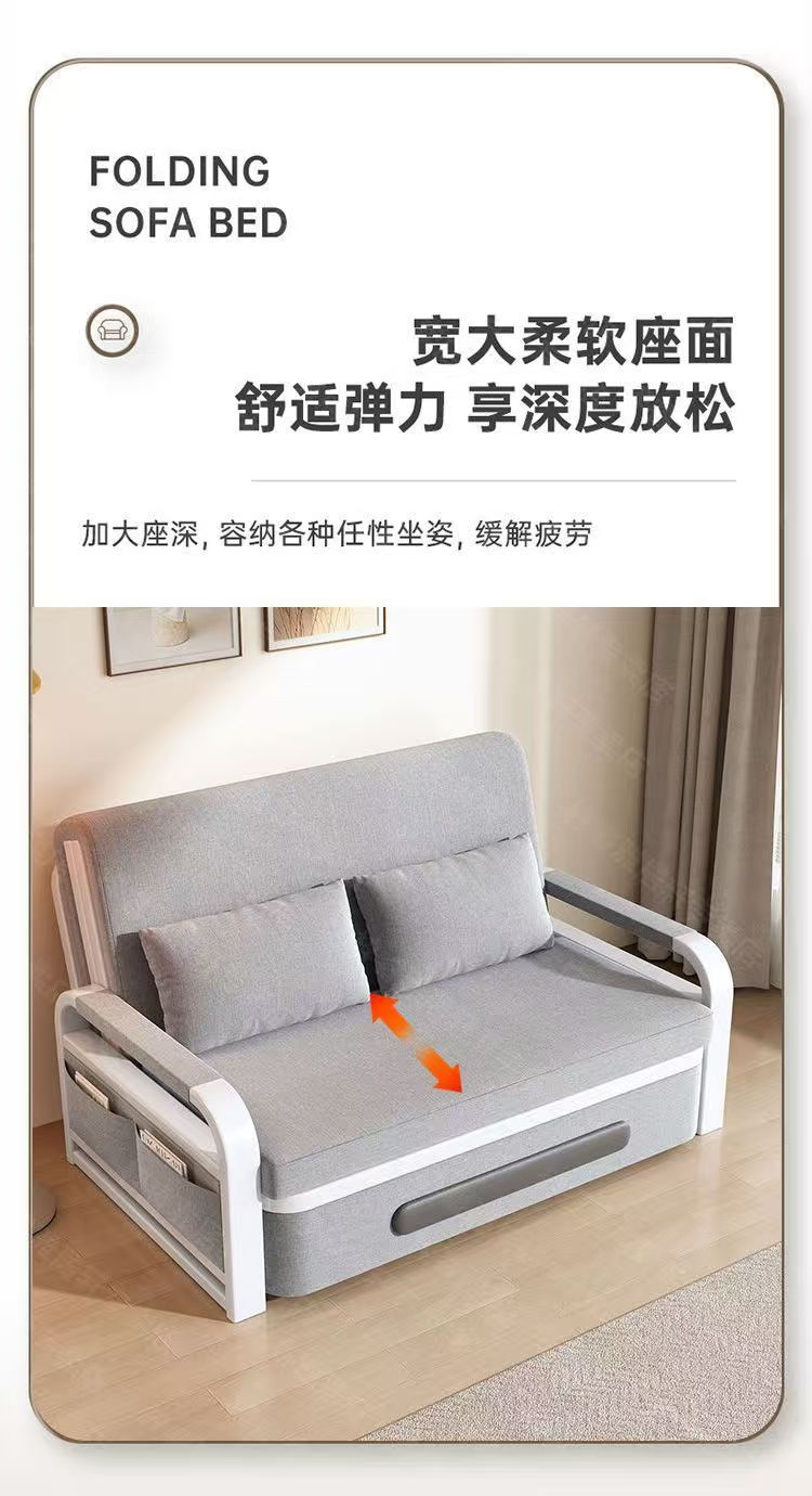 Internet celebrity popular item, detachable and washable imitation cotton linen sofa bed, living room balcony dual-use leisure sofa bed, multifunctional folding sofa bed