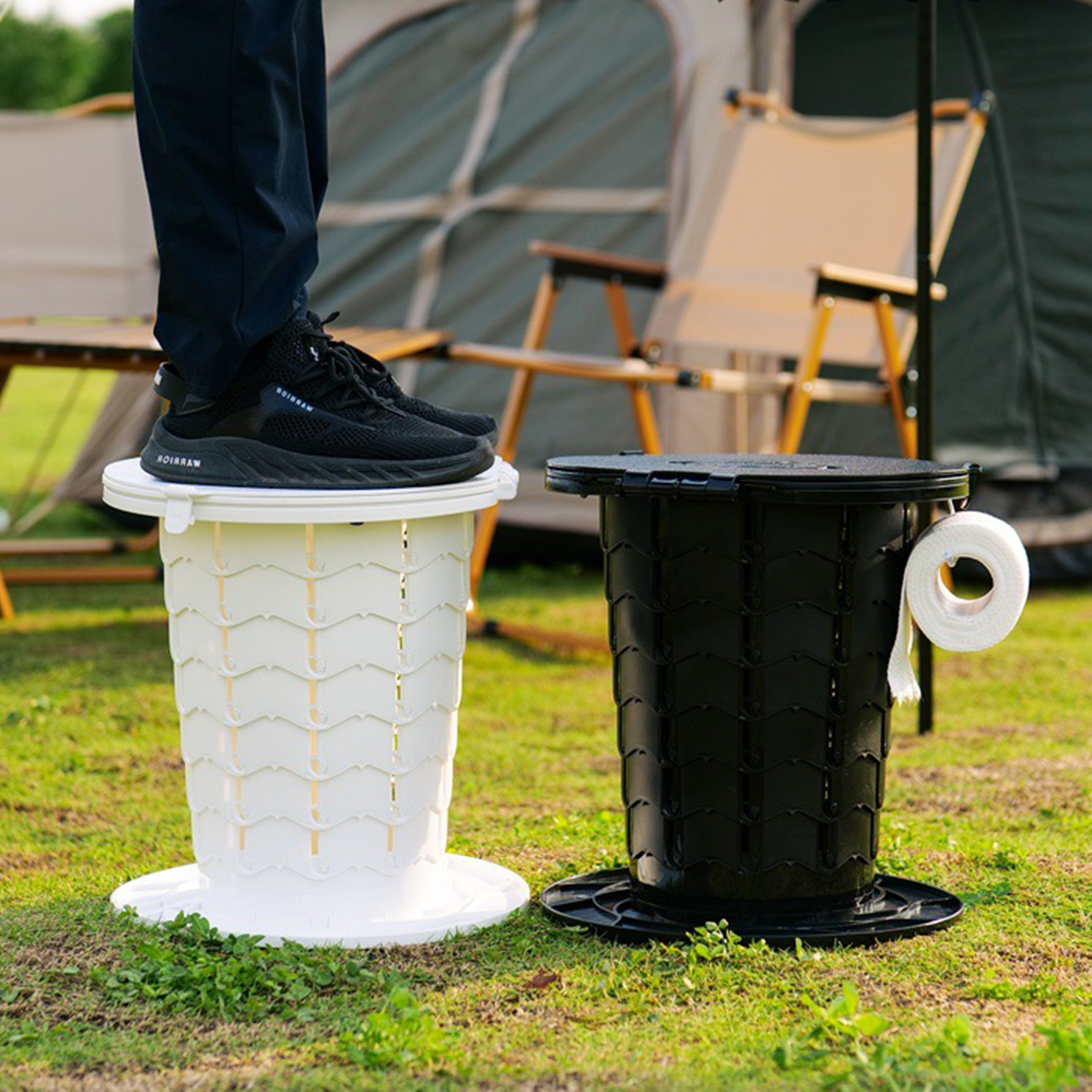 Portable 10th generation folding toilet, car mounted camping emergency toilet, garbage bin, adjustable stool, wholesale