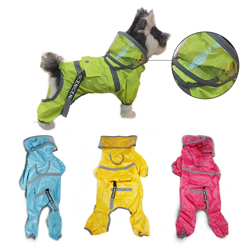 ПЭТ Big Hat Rains Paint Paint Anti -Rainwater Four -Legbled Pet Olde Новая собака, отражающая производитель плащ оптом