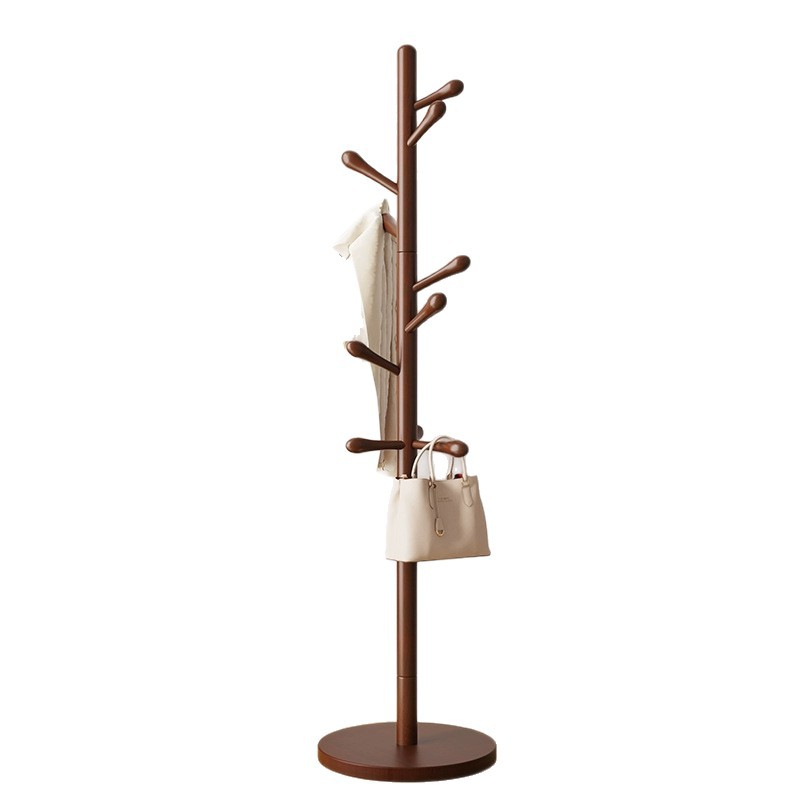 Solid wood clothes hanger, floor standing clothes rack, bedroom and household clothes hanger, simple vertical beech wood clothes hanger, indoor bag hanger