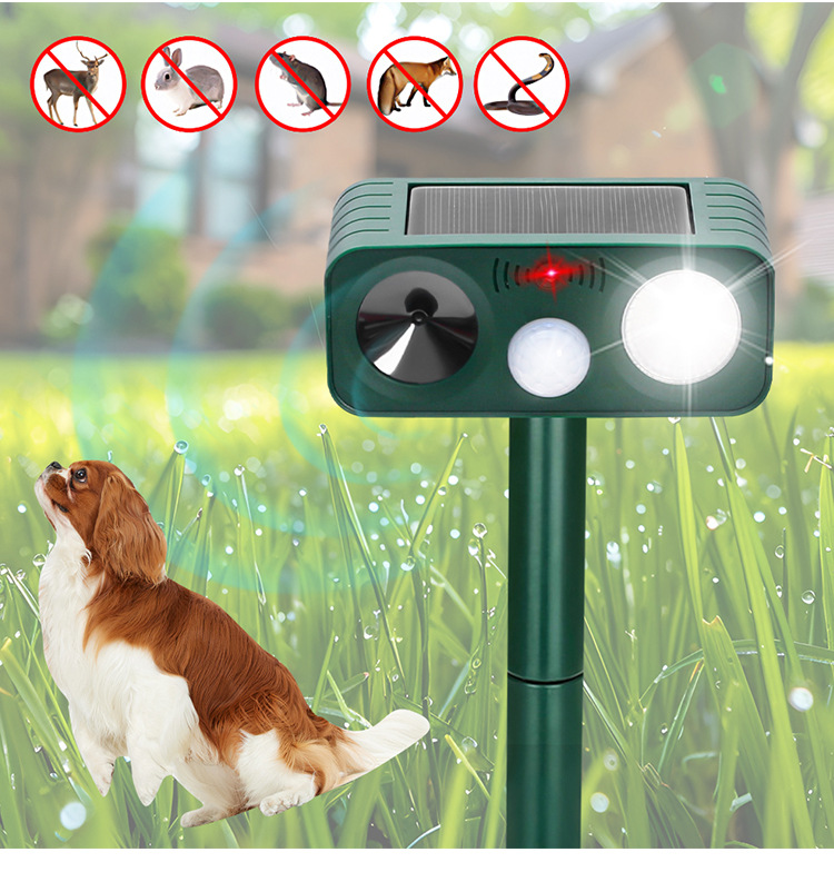 Multi functional outdoor solar ultrasonic animal repellent, mouse repellent, bird repellent, cat and dog repellent