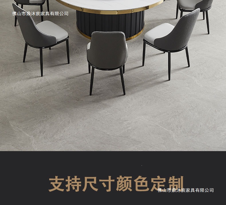 Factory direct sales hotel electric dining table large round table light luxury rock board restaurant hotpot table with induction cooker table for 20 people