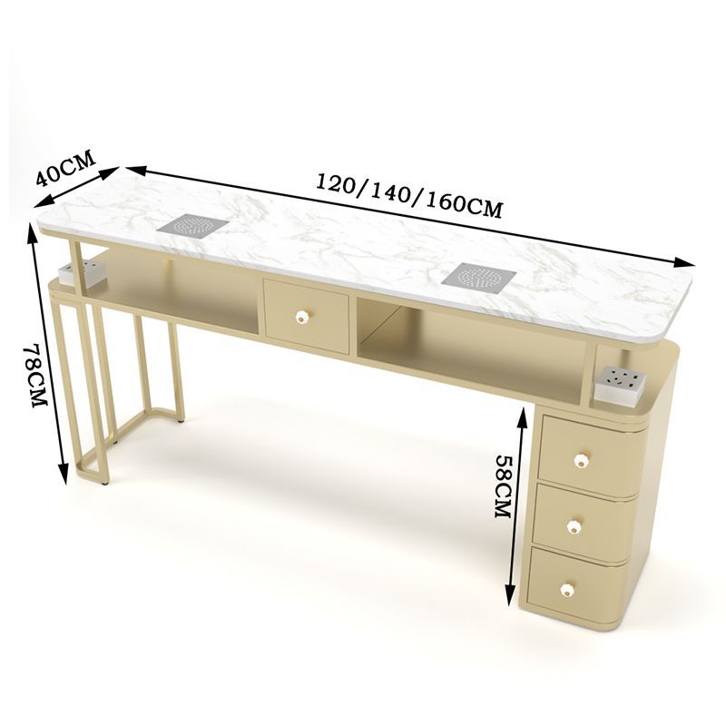 Стол для маникюра с пылесосом и стульями Marble Set (Роскошный стиль)