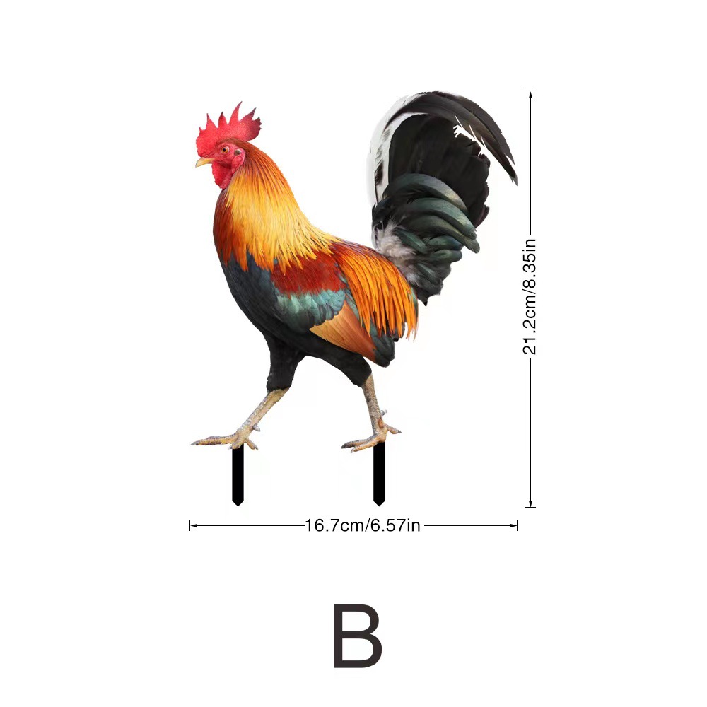 3D Courtyard Rooster Acrylic Mirror Yardart Garden Outdoor Decoration Ornaments Creative Courtyard Ornaments