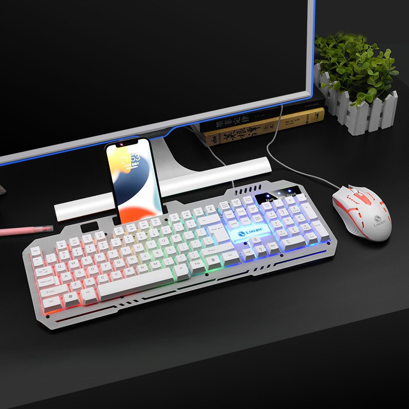 Docton Suspended Rainbow Backlight Computer USB Wired Keyboard and Mouse Set DIY Installation and Configuration