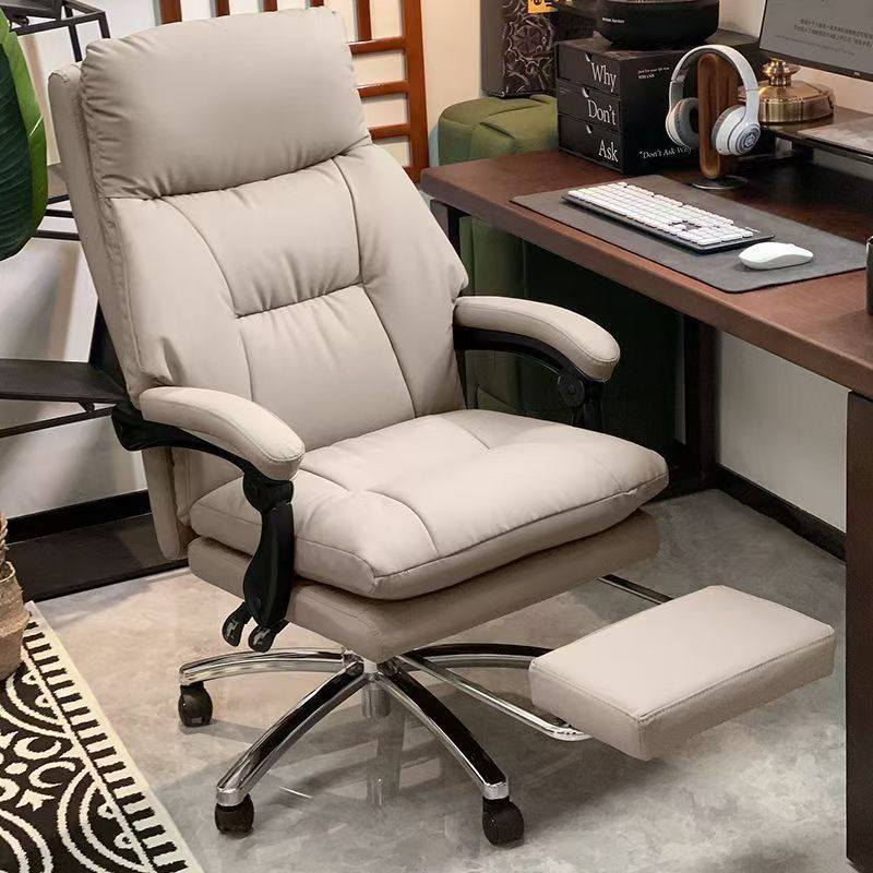 Boss Chair Comfortable Sedentary Leather Computer Chair Home Sleepable Napping Office Chair Double layer Headrest Comfortable Chair