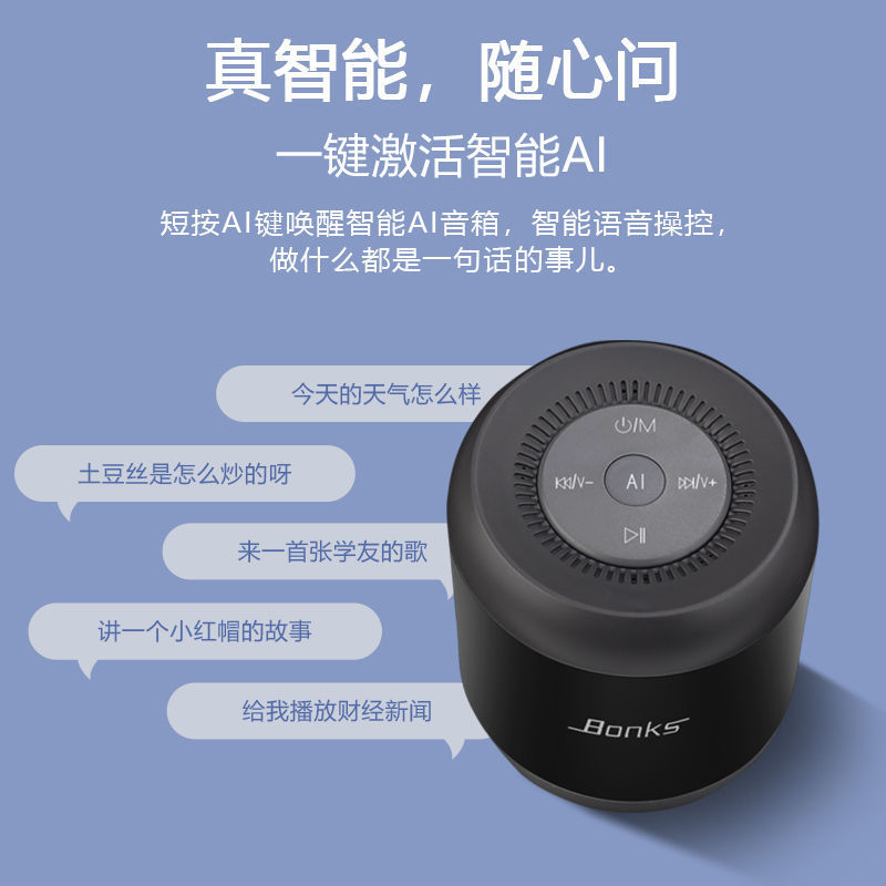 Беспроводная умная Bluetooth-колонка Bonks AI с басом и поддержкой карт памяти