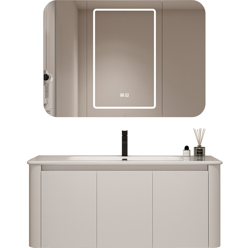 Japanese style space aluminum bathroom cabinet combination bathroom washbasin bathroom hanging cabinet ceramic integrated basin washbasin mirror cabinet