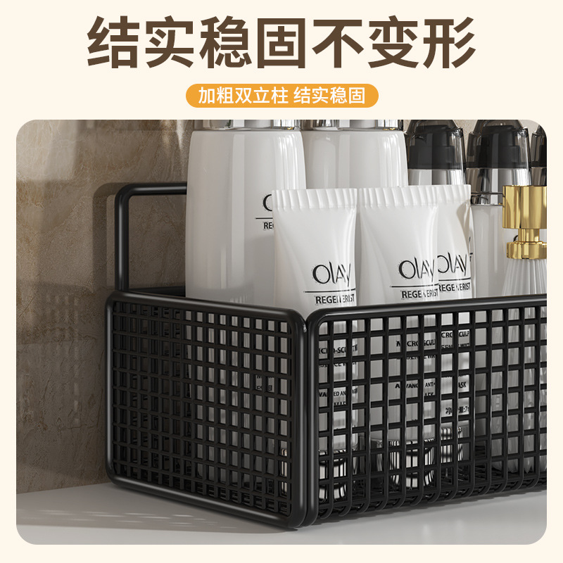 Bathroom storage rack, non perforated wall mounted bathroom, kitchen, toilet storage rack, washbasin, thickened wall hanging basket