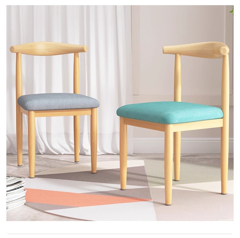 Dining chairs for home use, Nordic backrest chairs, desks, modern and minimalist dormitories, university dining rooms, iron horn chairs