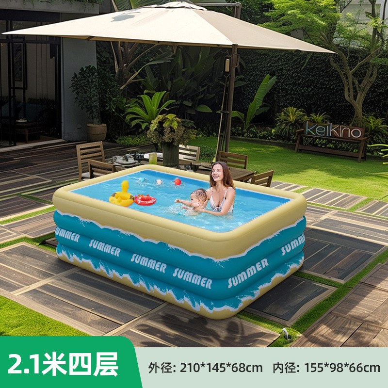 Overseas inflatable swimming pool for home, outdoor, baby, children, family, adult, thick square play pool