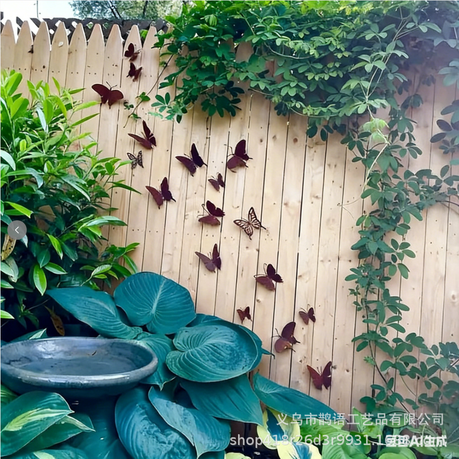 Cross border Spring Iron Art Simulation Climbing Vine Butterfly Wall Decoration Garden Courtyard Fence Indoor and Outdoor Decorative Wall Props