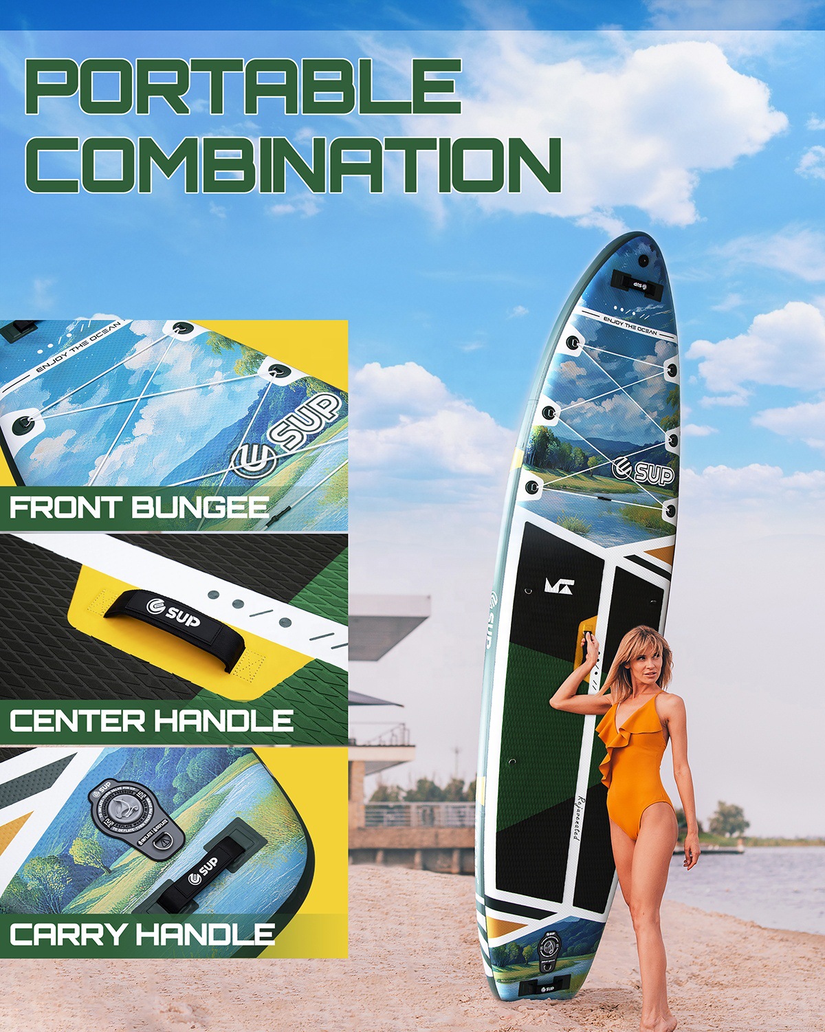 ESUP户外便携充气桨板加厚新款冲浪站立桨板 paddle board
