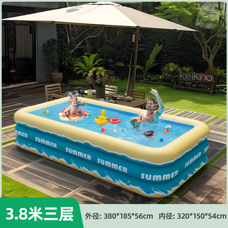 Overseas inflatable swimming pool for home, outdoor, baby, children, family, adult, thick square play pool