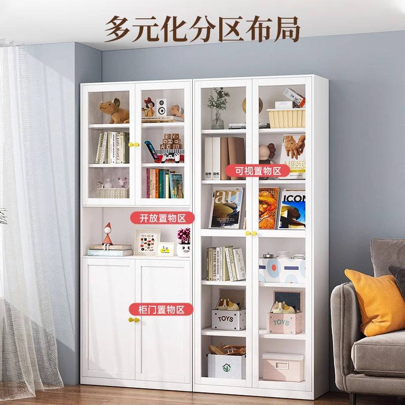 Steel wrought iron bookshelf, dustproof glass door storage cabinet, iron sheet office file cabinet, data display and storage cabinet