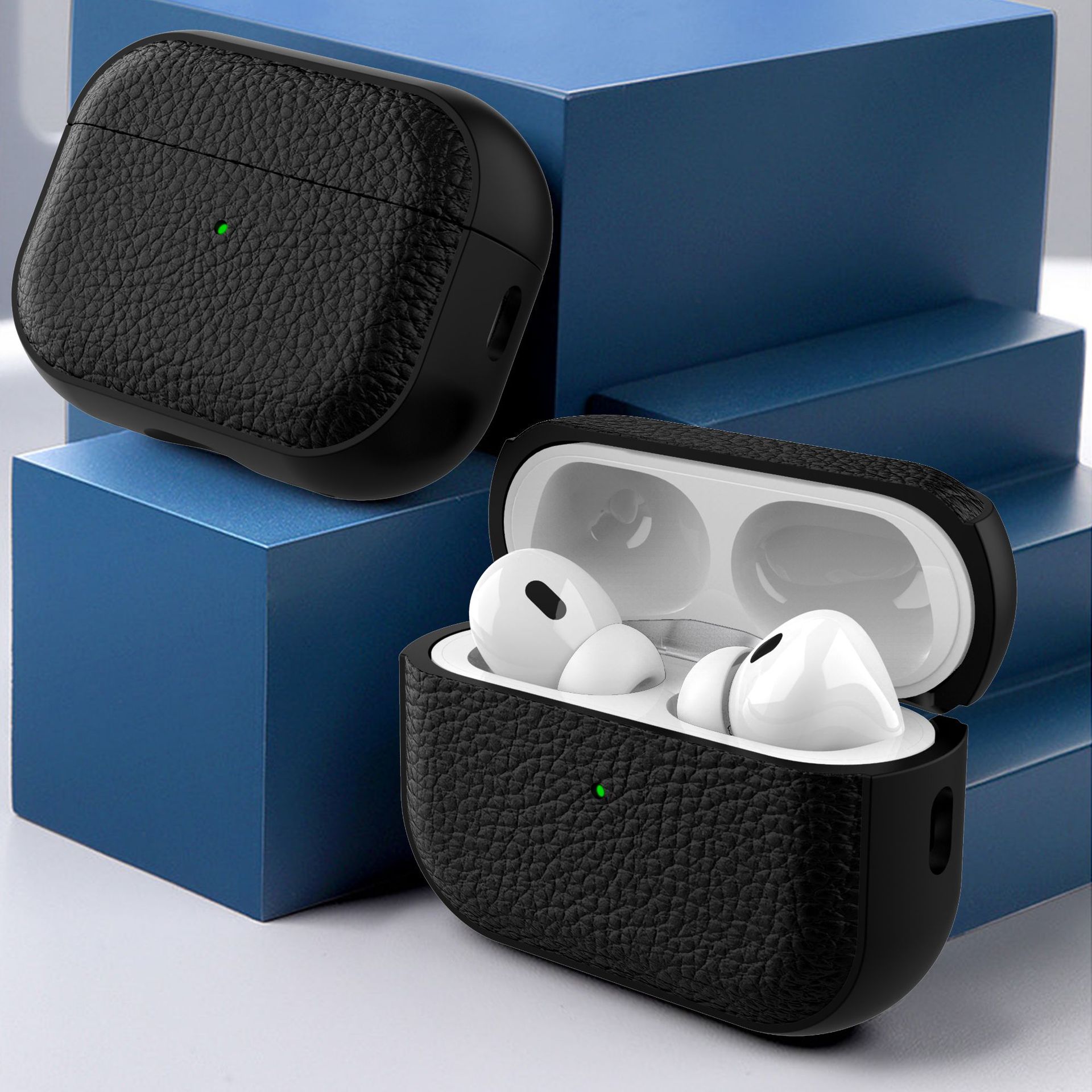 Simple lychee patterned leather suitable for AirPods 4th generation protective case, 2nd and 3rd generation Pro2 Apple Bluetooth earphone case