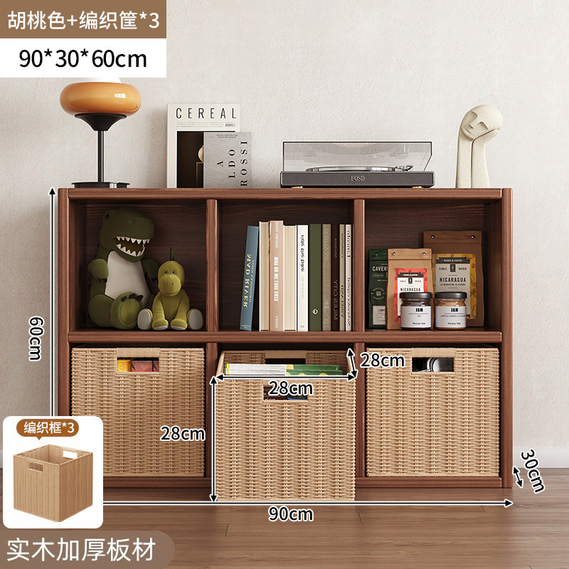 Solid wood bookshelf, floor to ceiling, household bedroom, bedside table, bookshelf, integrated sandwich, bedside storage cabinet, living room cabinet
