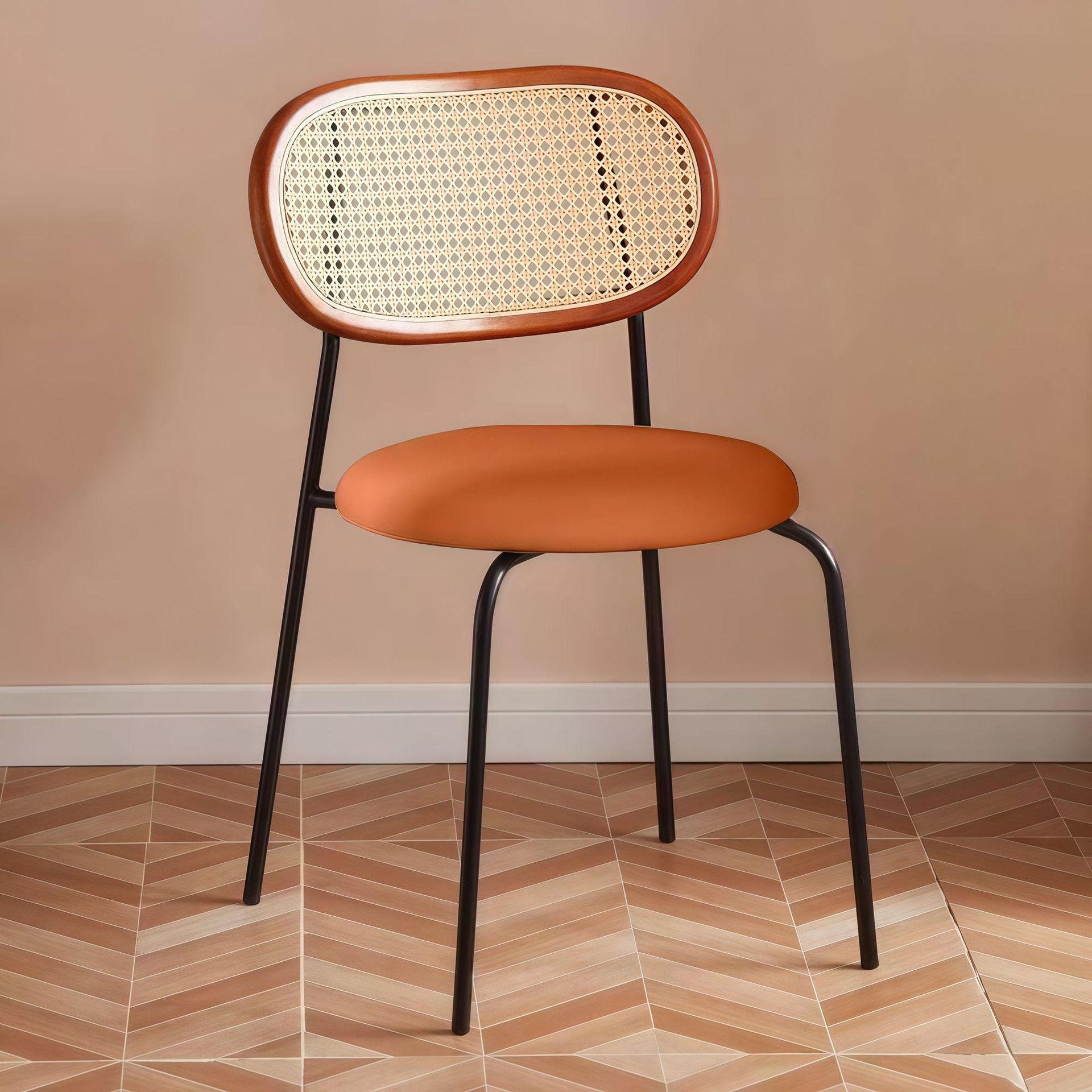 Nordic cream internet celebrity ins home antique imitation rattan chair dining chair simple balcony leisure backrest chair retro chair