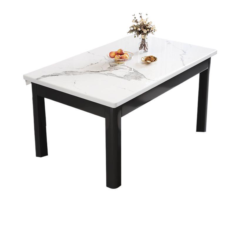 Solid wood square table with induction cooker, small household rectangular dining table, marble dining table and chair combination, modern and simple