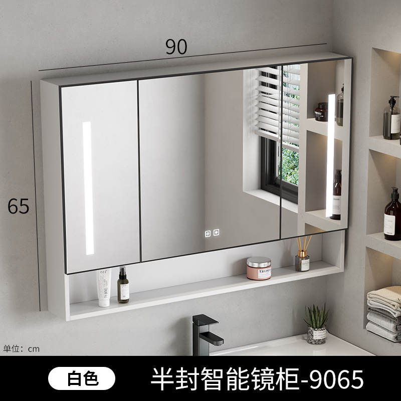 Beauty intelligent bathroom mirror cabinet, single cabinet, thickened wall mounted, intelligent with light and storage integrated mirror cabinet, mirror lens