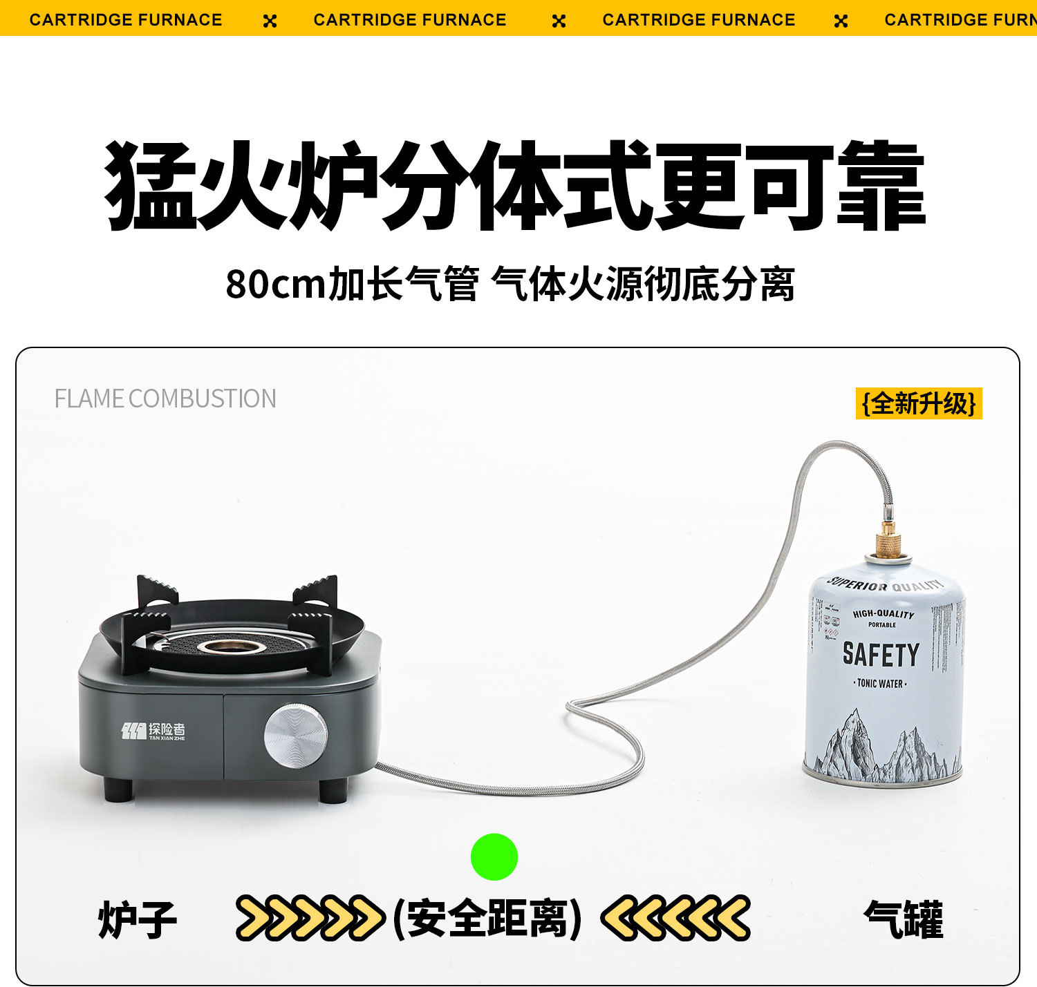 Card stove, outdoor portable split camping cookware, new stove, tea boiling stove, gas stove, separated new type