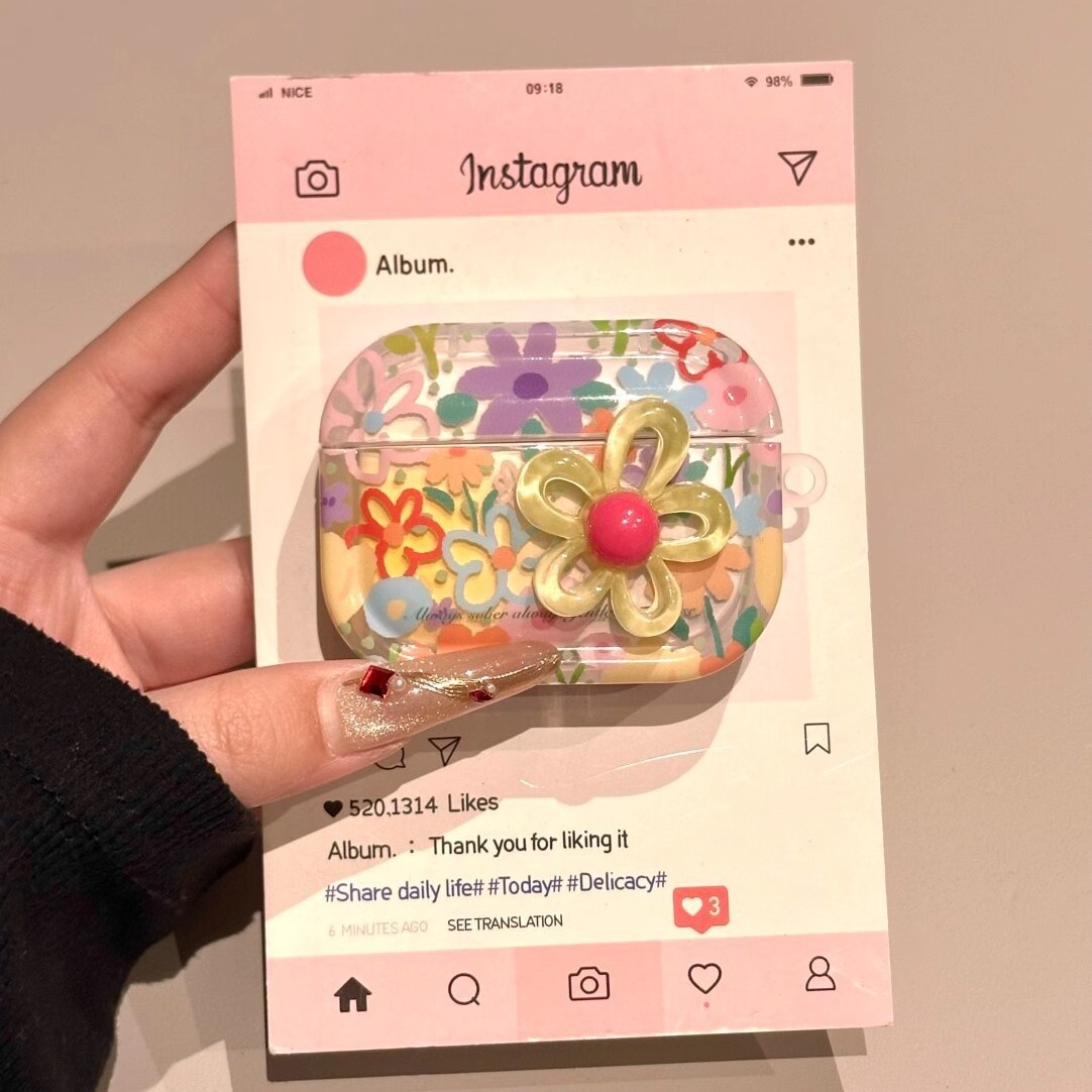 Summer Flower Apple Earphone Protective Cover Suitable for Airpodspro2 Shell Bluetooth New Airpods4 Third Generation