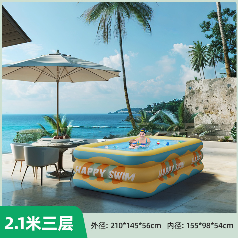 Overseas inflatable swimming pool for home, outdoor, baby, children, family, adult, thick square play pool