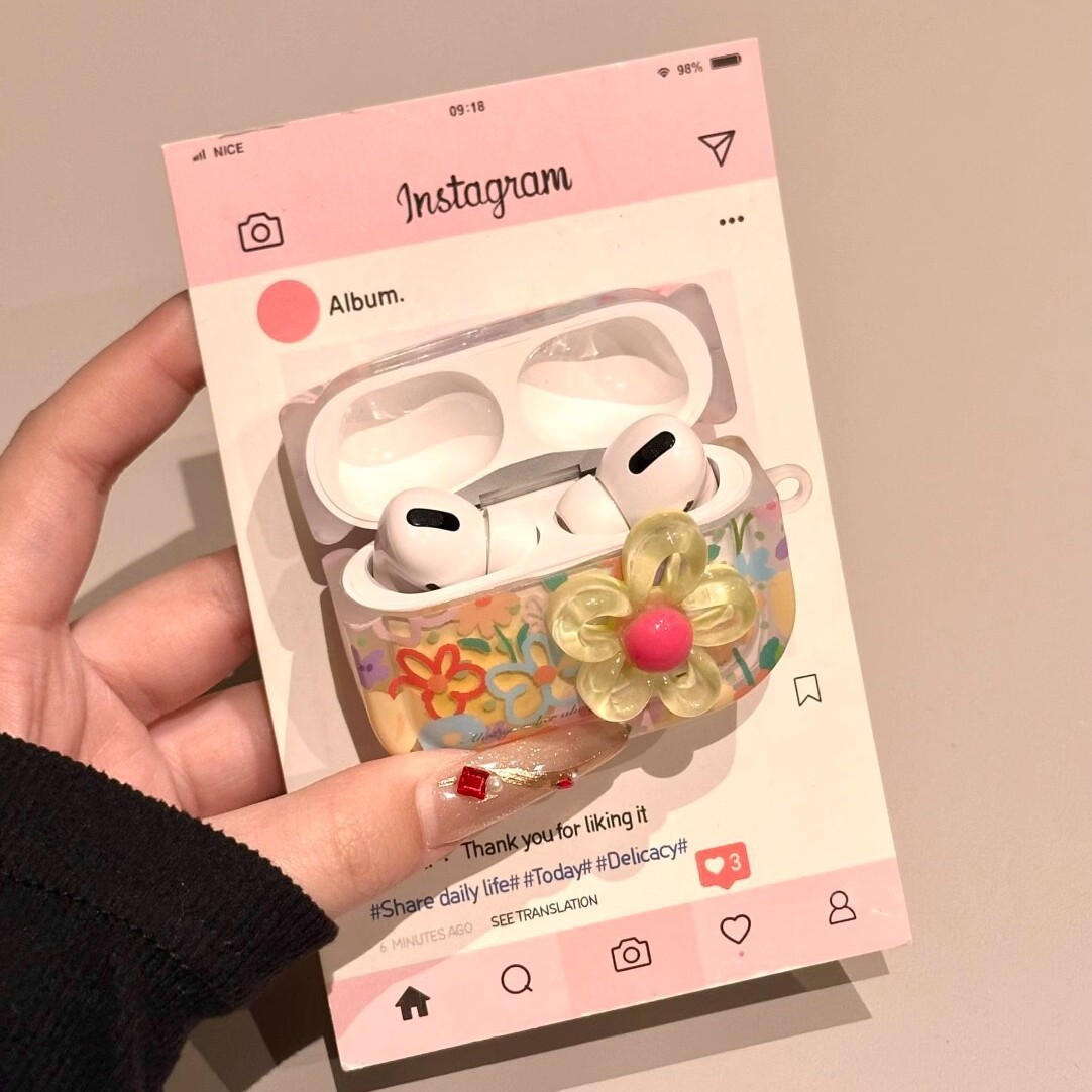 Summer Flower Apple Earphone Protective Cover Suitable for Airpodspro2 Shell Bluetooth New Airpods4 Third Generation