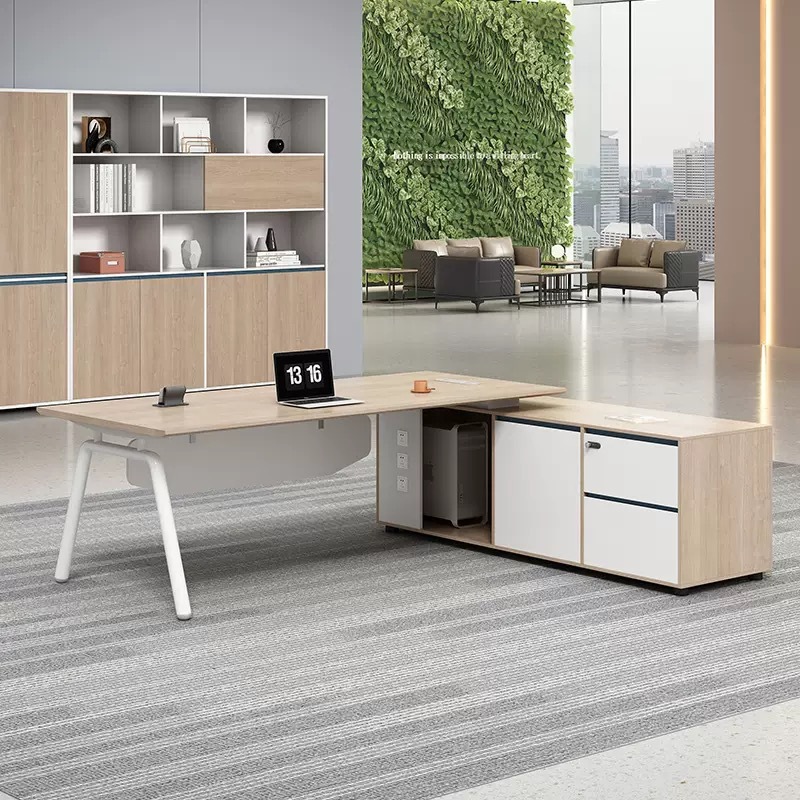 Modern minimalist home study, office desk, boss's office, large shift desk, manager's combination office space