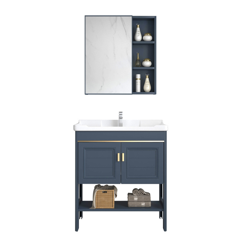 Floor standing washbasin, bathroom cabinet combination, space aluminum bathroom, washbasin, small apartment, simple integrated washbasin