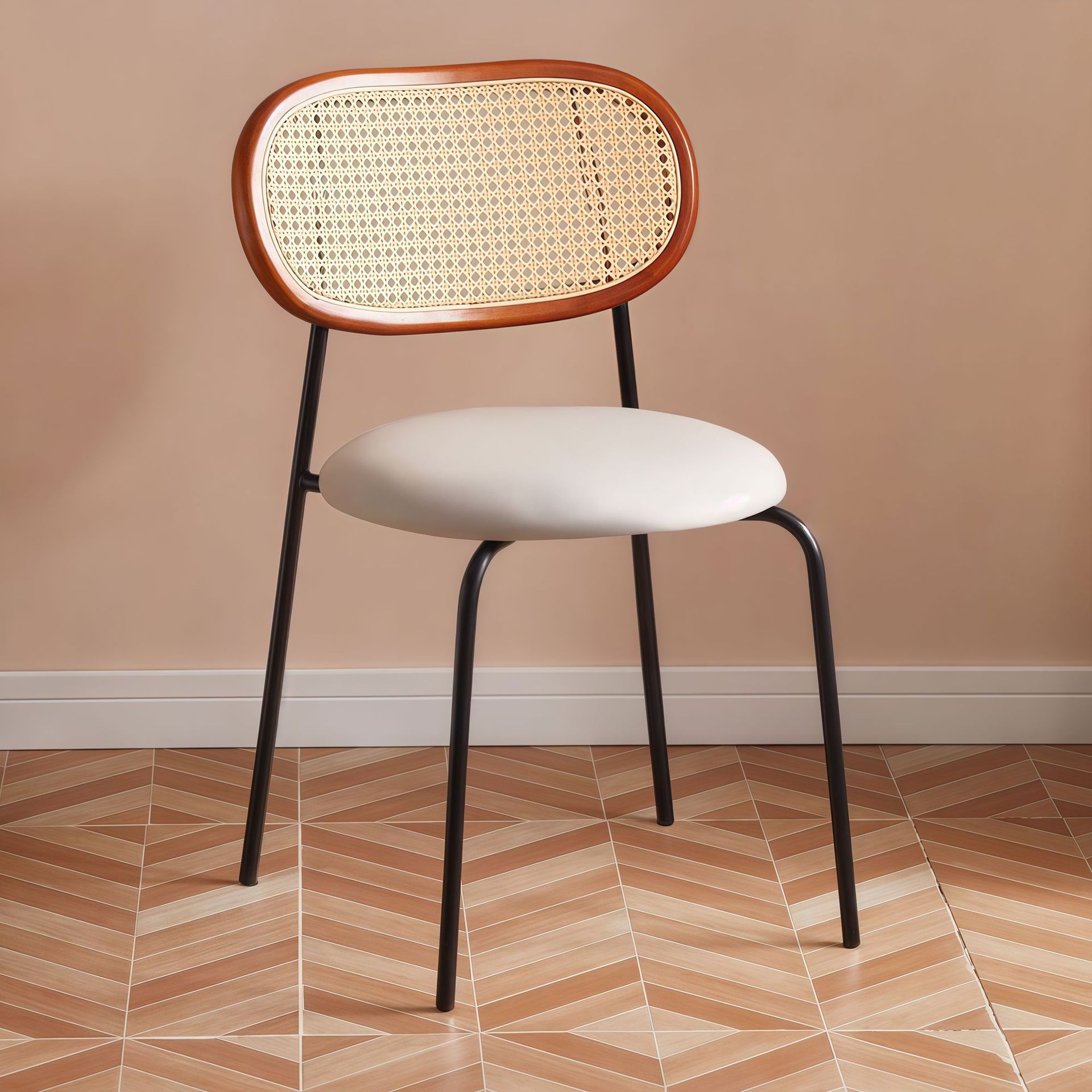 Nordic cream internet celebrity ins home antique imitation rattan chair dining chair simple balcony leisure backrest chair retro chair
