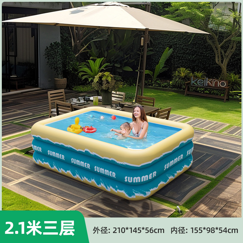 Overseas inflatable swimming pool for home, outdoor, baby, children, family, adult, thick square play pool