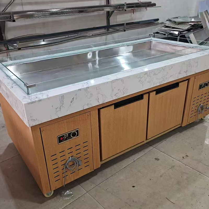Seafood Ice Table Display Cabinet Refrigeration Refrigeration Commercial Fruit Picking Cabinet spray Refrigeration Display Cabinet Refrigerator Selection