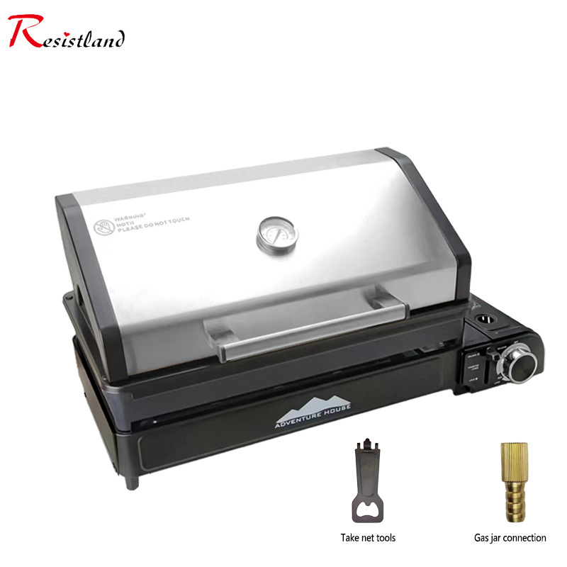 Cross border exclusive outdoor barbecue grill, party picnic, card type gas stove, portable grill, liquefied gas stove, camping