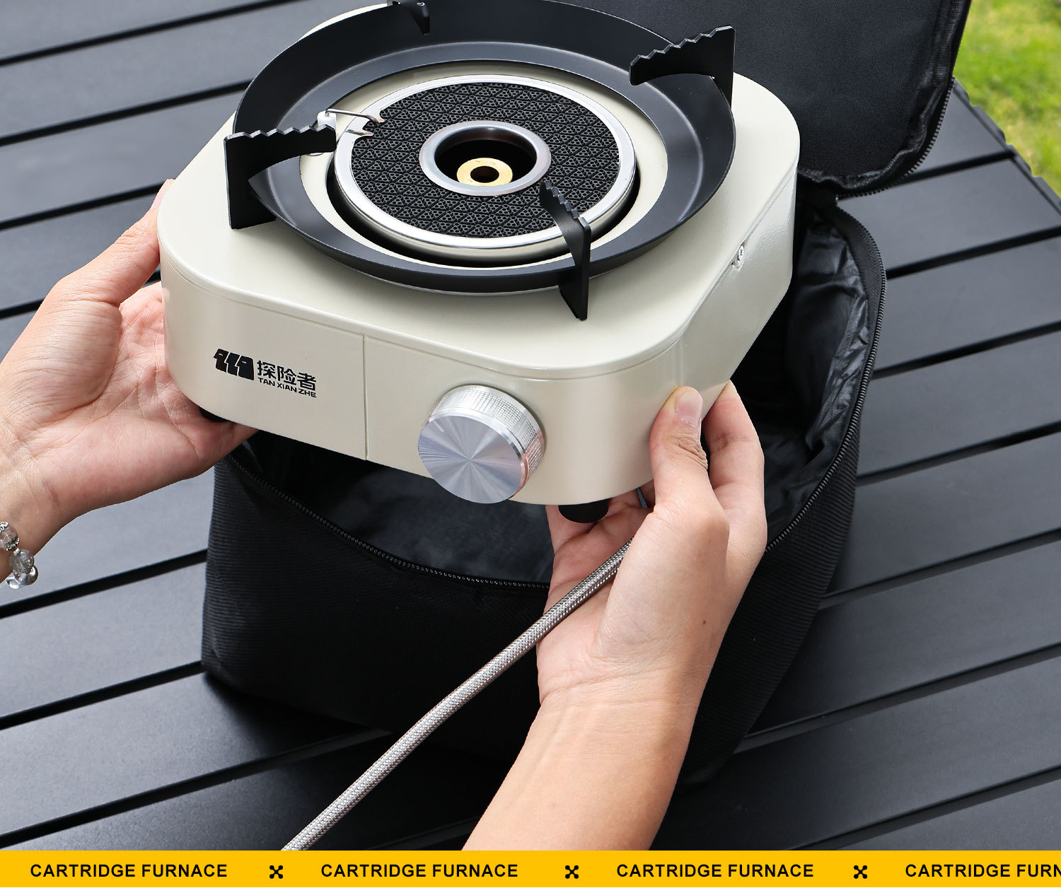 Card stove, outdoor portable split camping cookware, new stove, tea boiling stove, gas stove, separated new type