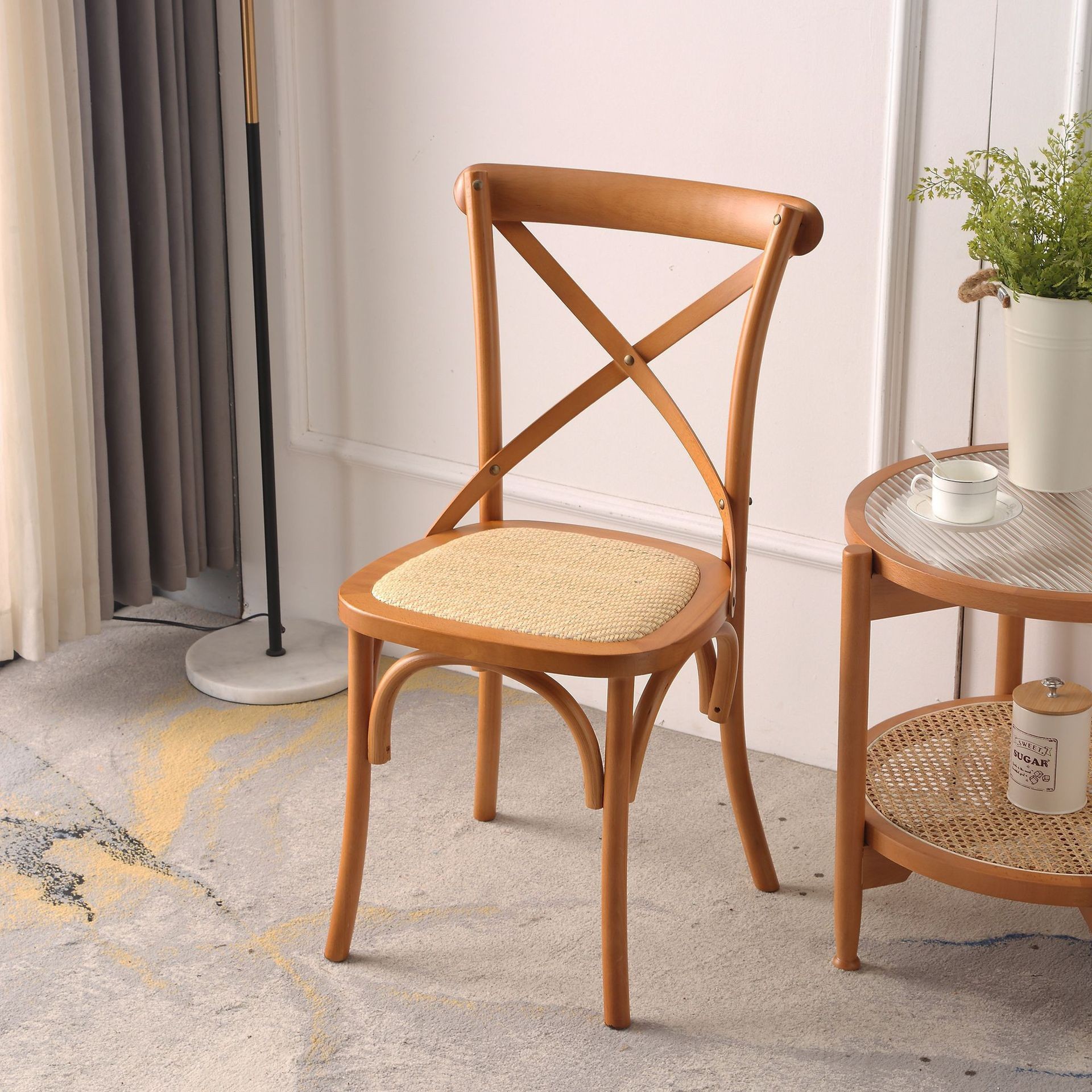 Foreign trade solid wood household chairs, conference negotiations, tables and chairs, retro wedding homestays, internet celebrities, back fork dining chairs, high back chairs