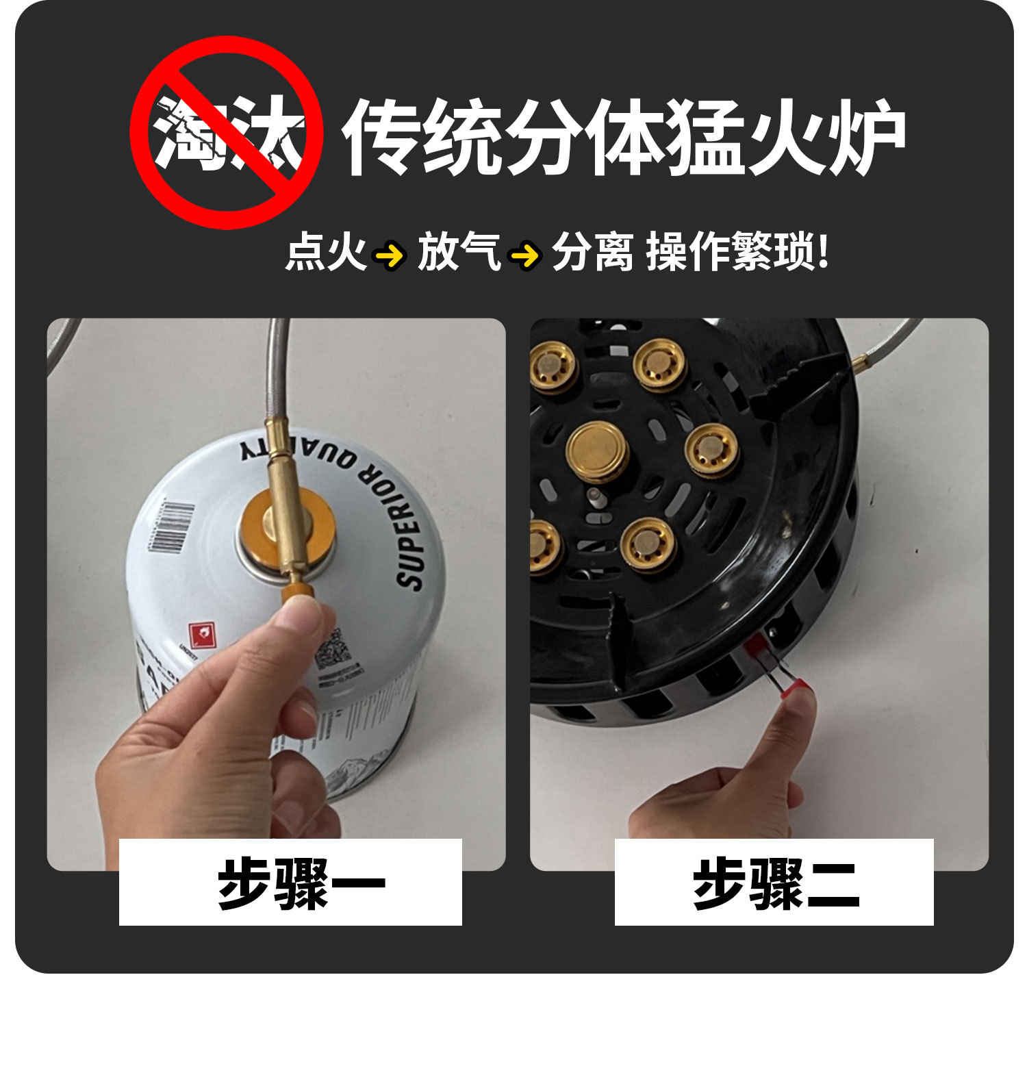 Card stove, outdoor portable split camping cookware, new stove, tea boiling stove, gas stove, separated new type