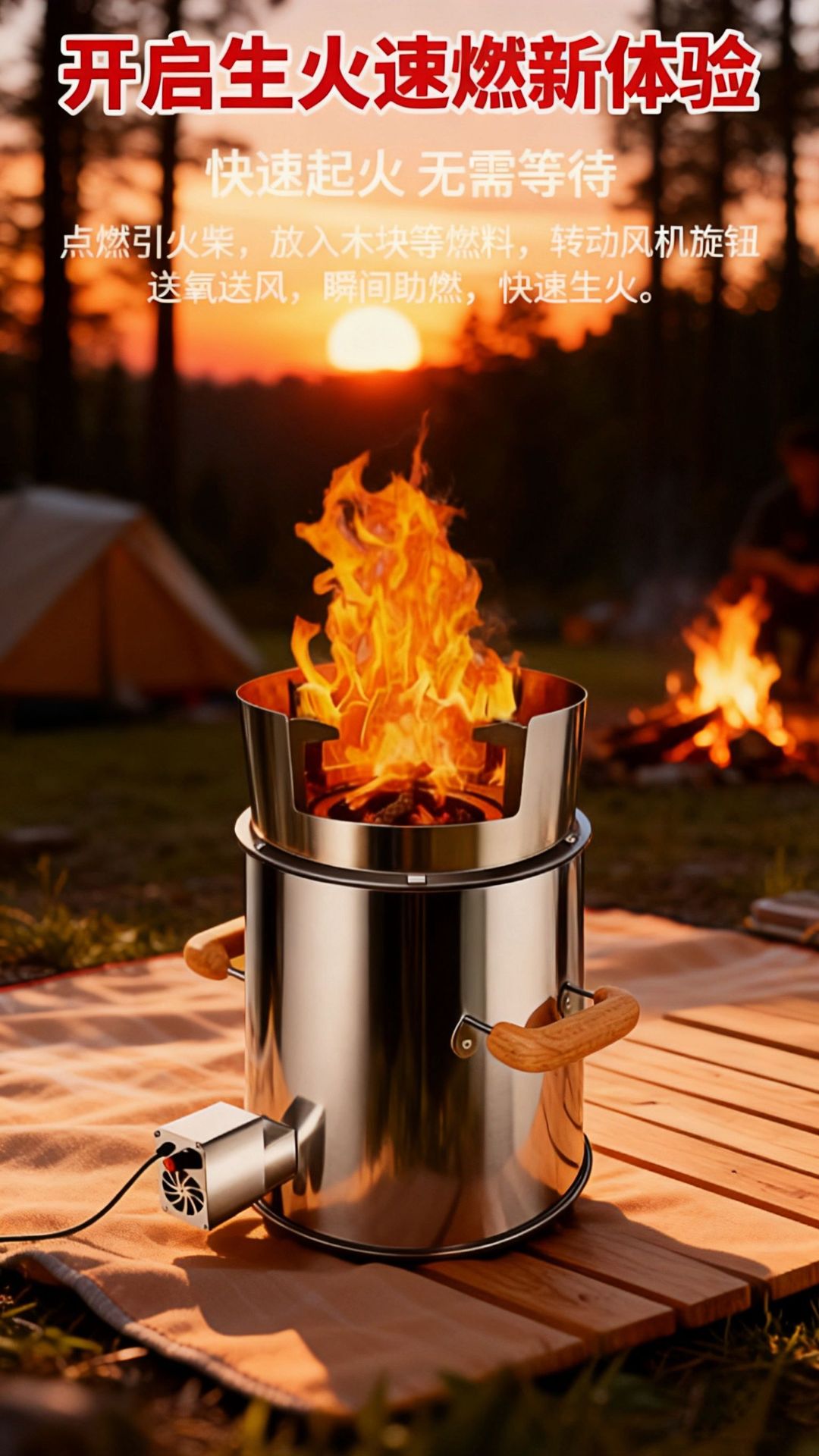Outdoor Wood Stove Stove Outdoor Smoke free Rural Household Wood burning Mobile Portable New Gasification Stove Picnic