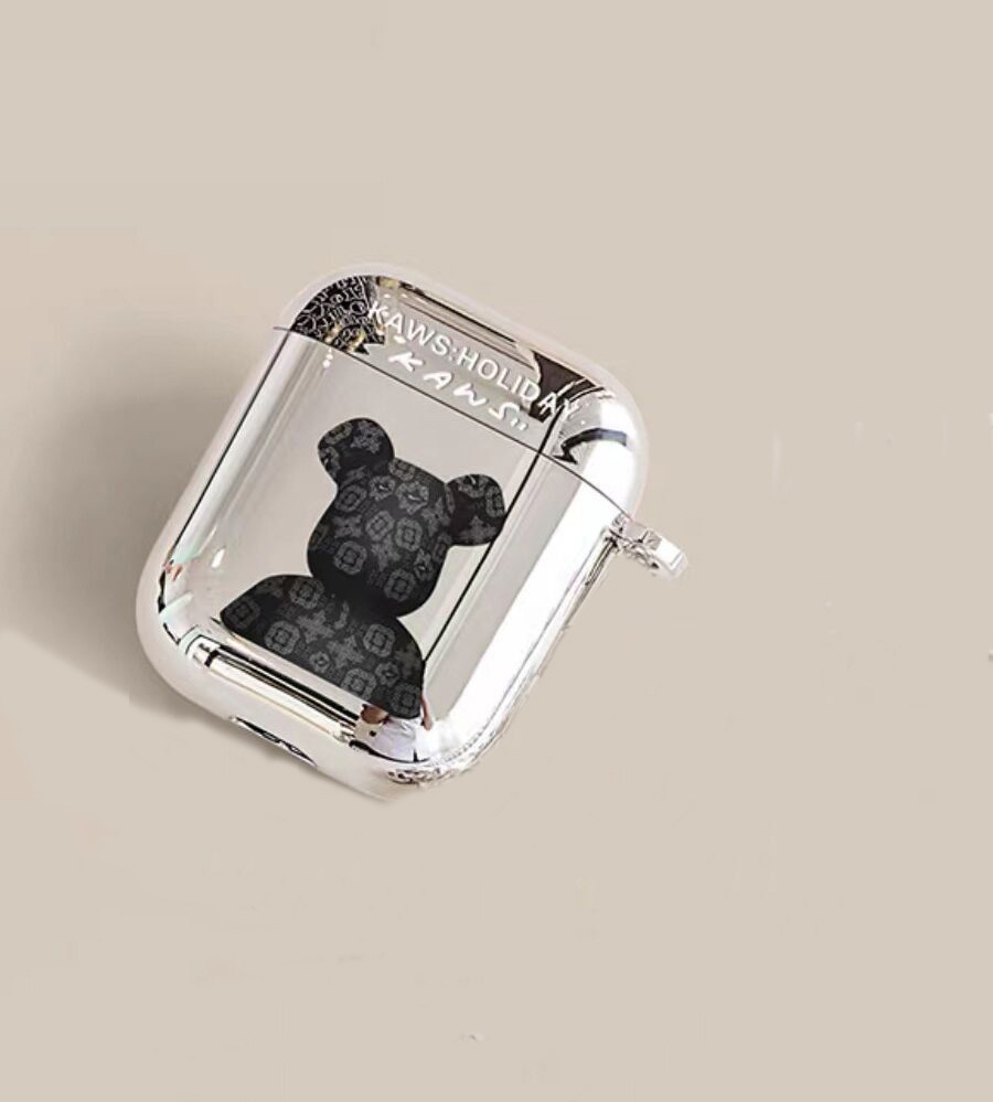 Suitable for Apple Pro2 earphone case electroplated soft shell earphone case suitable for AirPods 2 generation teddy bear pendant earphone case