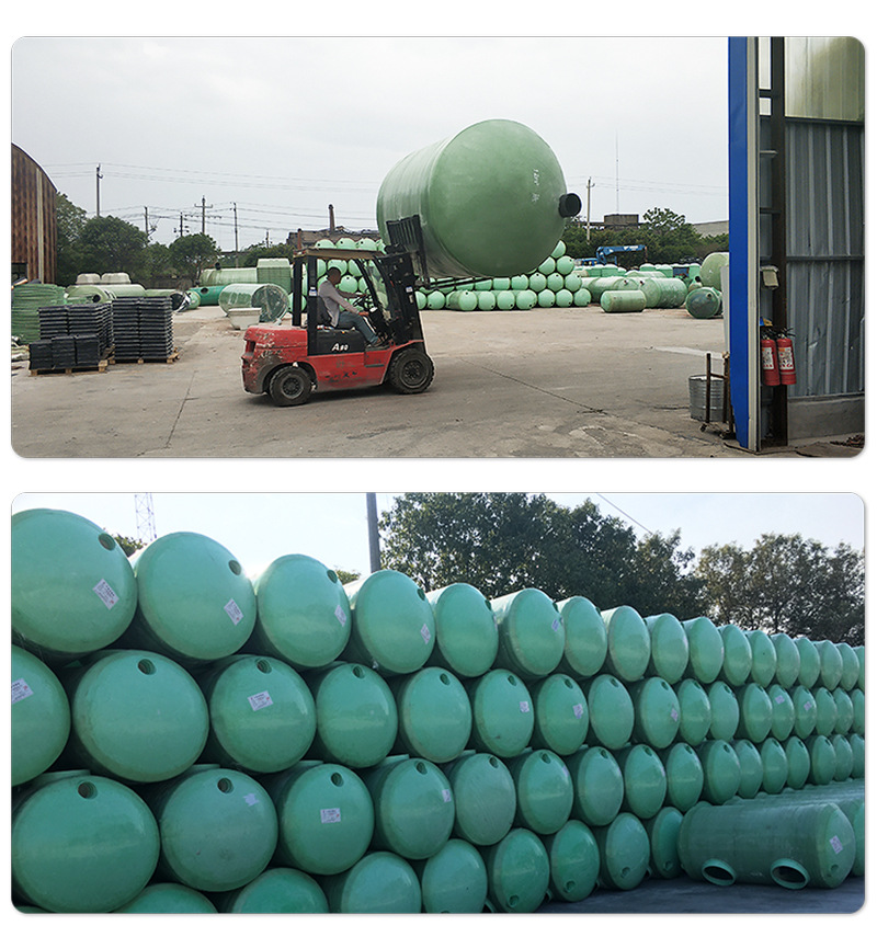 Zhejiang glass reinforced plastic septic tank 2/4/6/10/20/50/100 cubic meter three grid integrated winding finished septic tank