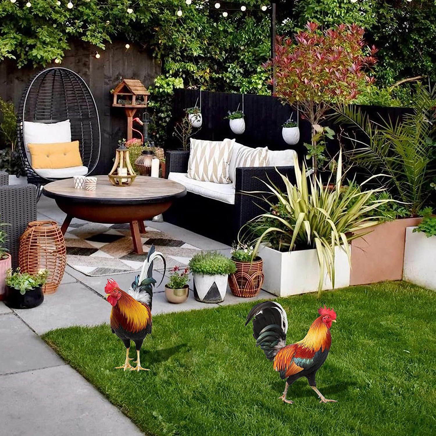 3D Courtyard Rooster Acrylic Mirror Yardart Garden Outdoor Decoration Ornaments Creative Courtyard Ornaments