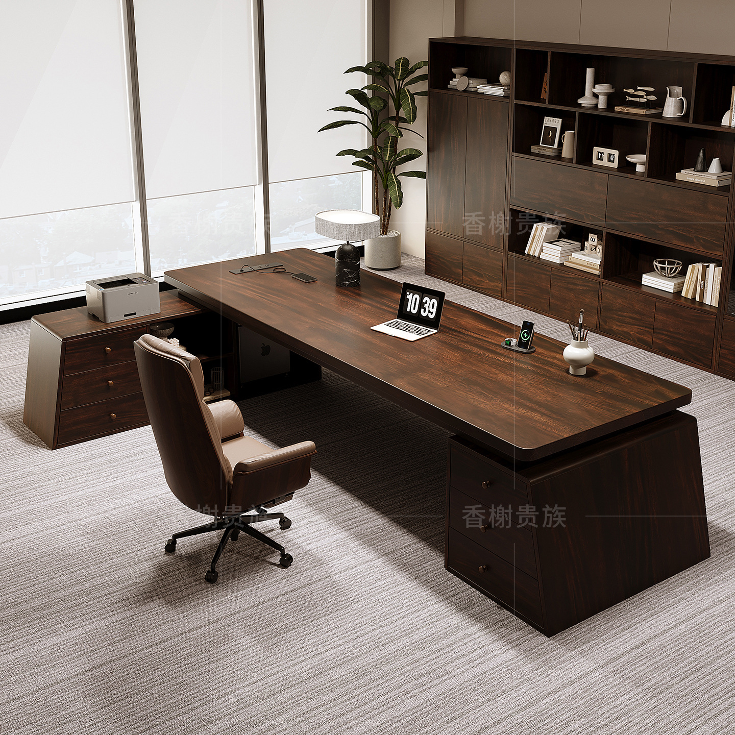 South American black walnut boss desk, modern, simple and high-end feel, chairman's office desk, president's desk, solid wood large desk