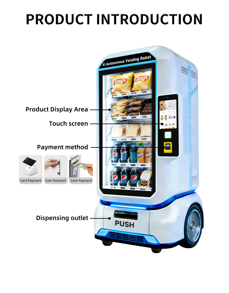 Automated vending machine AI robot autonomous obstacle avoidance 24-hour self-service unmanned vending machine commercial source factory