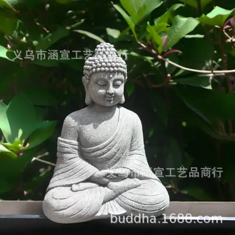 Garden Buddha Statue Decoration Chinese Zen Shakyamuni Sitting Statue Courtyard Decoration Landscape Study Entrance Photography Props