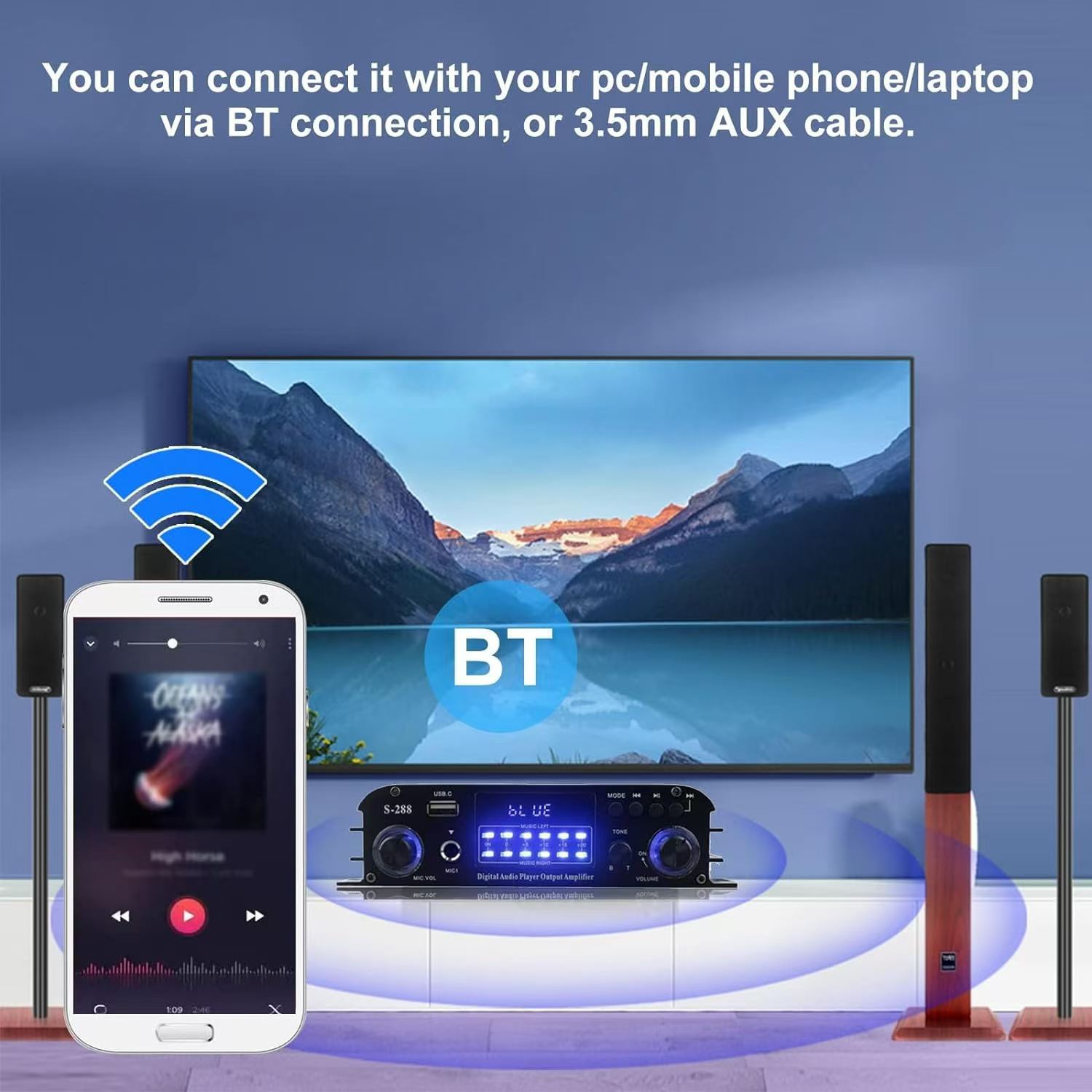 Цифровой Bluetooth усилитель мощности S-288 HiFi