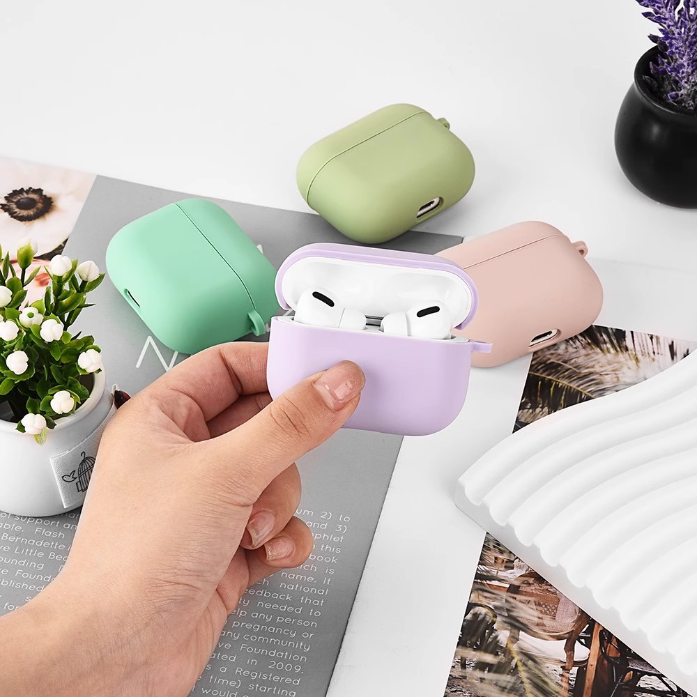 Solid color liquid silicone suitable for AirPods 4th generation protective case, 2nd generation 3rd generation Pro3 Apple Bluetooth earphone soft shell