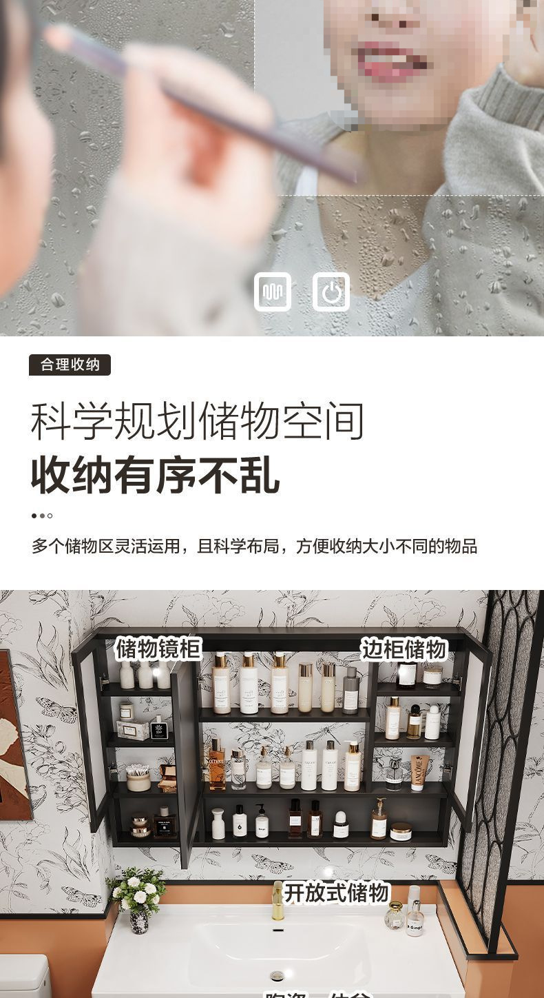 法式橡木烤漆浴室柜复古陶瓷一体洗手池卫生间洗漱台洗脸盆柜组合