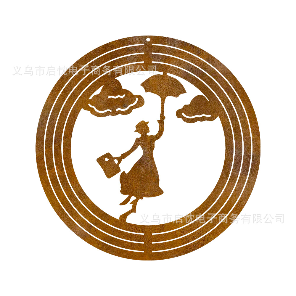Factory direct sales supply Amazon independent station rusty metal wind chimes 3D heart wind chimes garden outdoor decoration